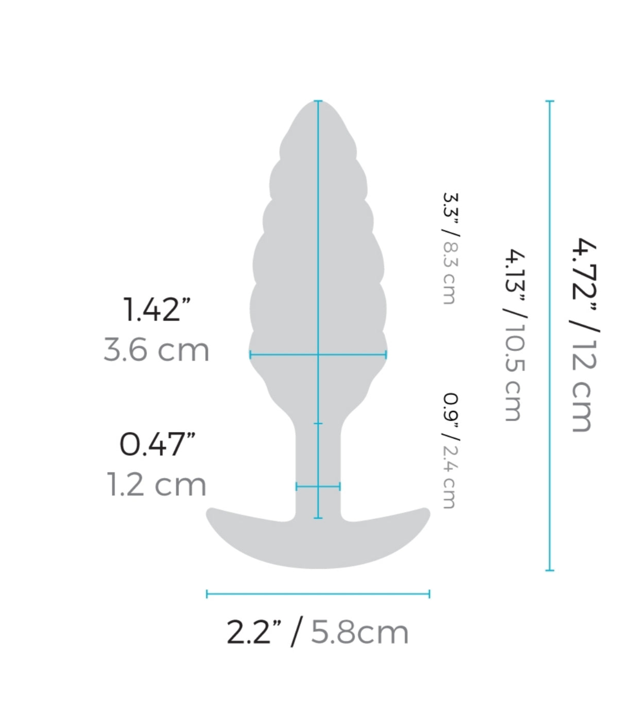 b-Vibe Bump Texture Plug S Πρωκτική Σφήνα με Δόνηση και Ανάγλυφη υφή διαστάσεις