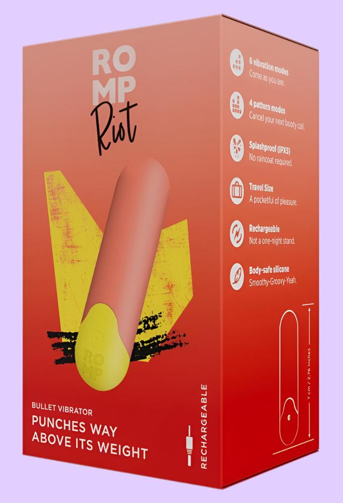 ROMP Riot Δονητής σε πορτοκαλί και κίτρινο χρώμα σε συσκευασία
