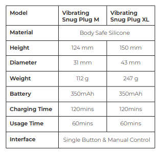 b-Vibe Snug Plug M Rose με Δόνηση διαστάσεις