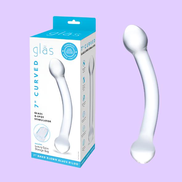 GLAS Curved G-Spot Stimulator Γυάλινο Dildo με διαφανές γυαλί σε συσκευασία