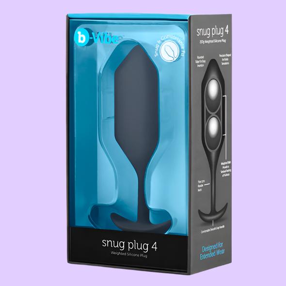b-Vibe Snug Plug 4 Πρωκτική Σφήνα σε μάυρο χρώμα σε συσκευασία