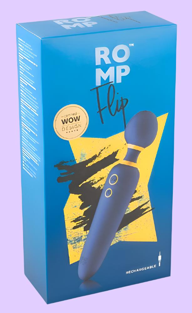 Flip ROMP Επαναφορτιζόμενο Ραβδί Μασάζ σε μπλε χρώμα συσκευασία