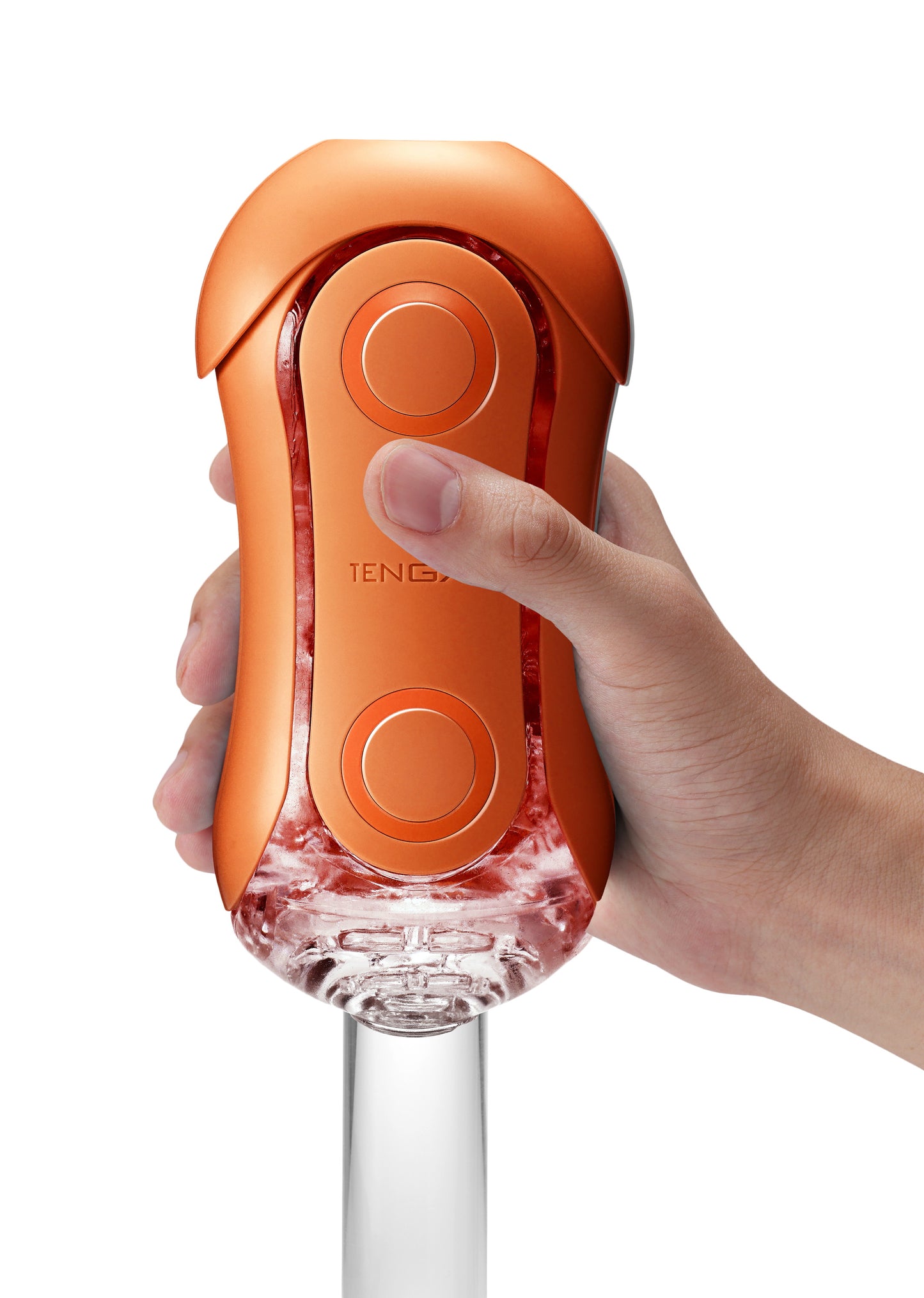 TENGA FLIP ORB Sunset Orange ανοιχτό με ορατές εσωτερικές σφαίρες και σπιράλ υφή