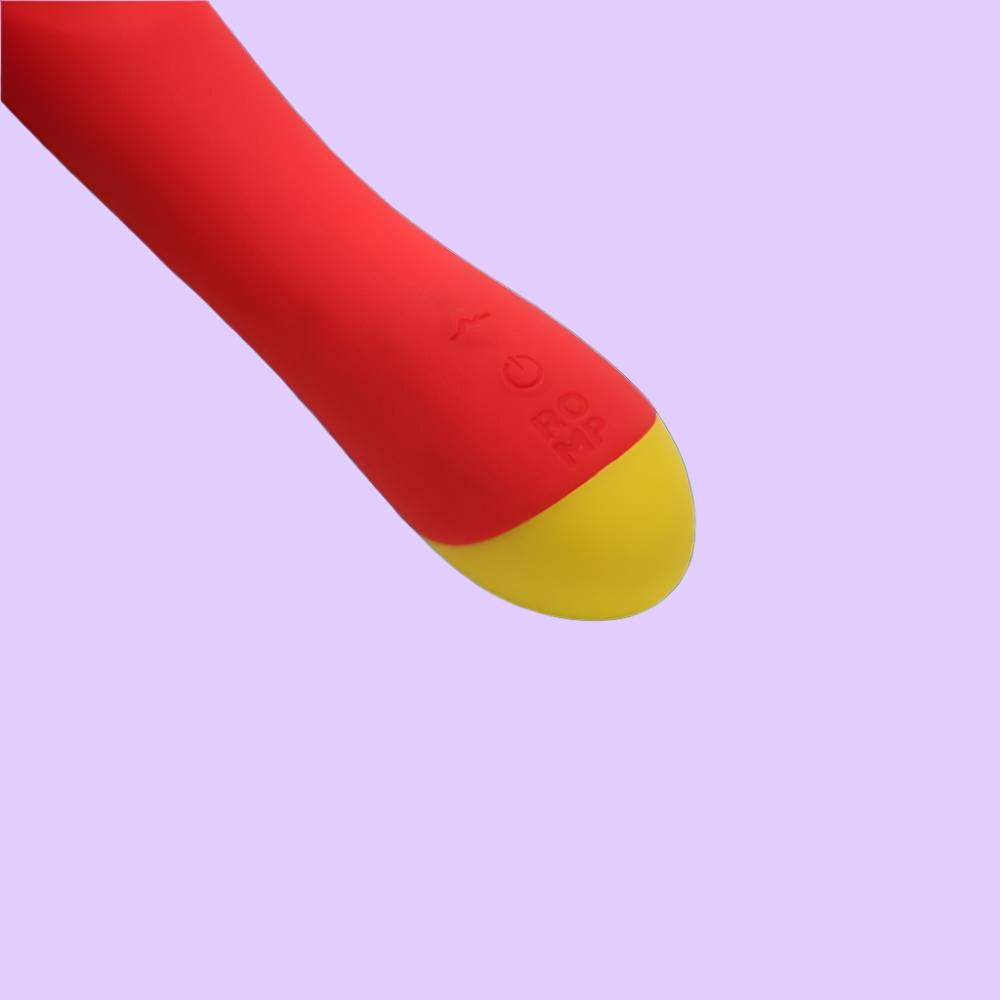 Hype ROMP Δονητής σε κόκκινο χρώμα με κουμπιά ελέγχου στο κάτω μέρος