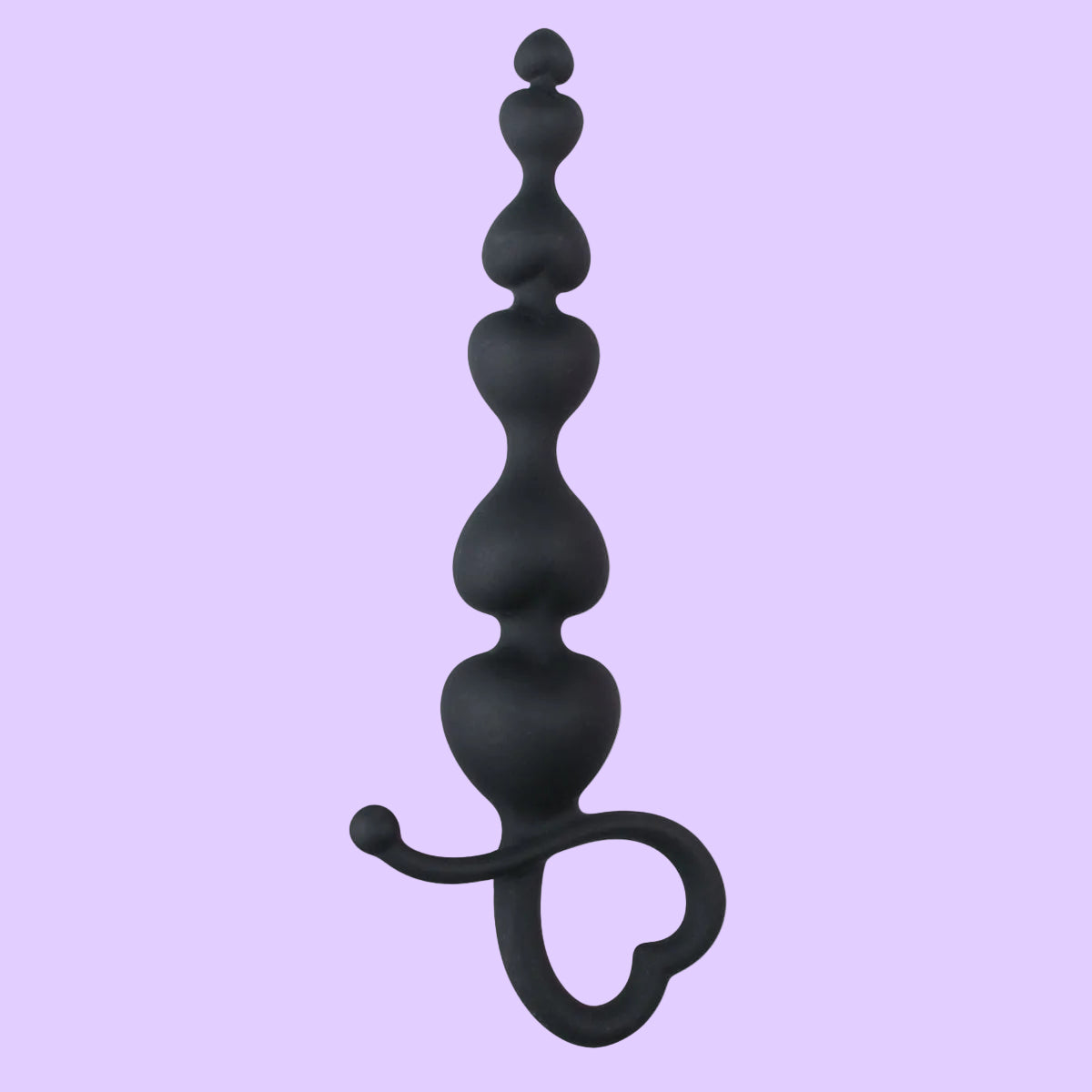 Easytoys anal beads από μαύρη σιλικόνη με μπίλιες σε σχήμα καρδιάς και λαβή καρδιά