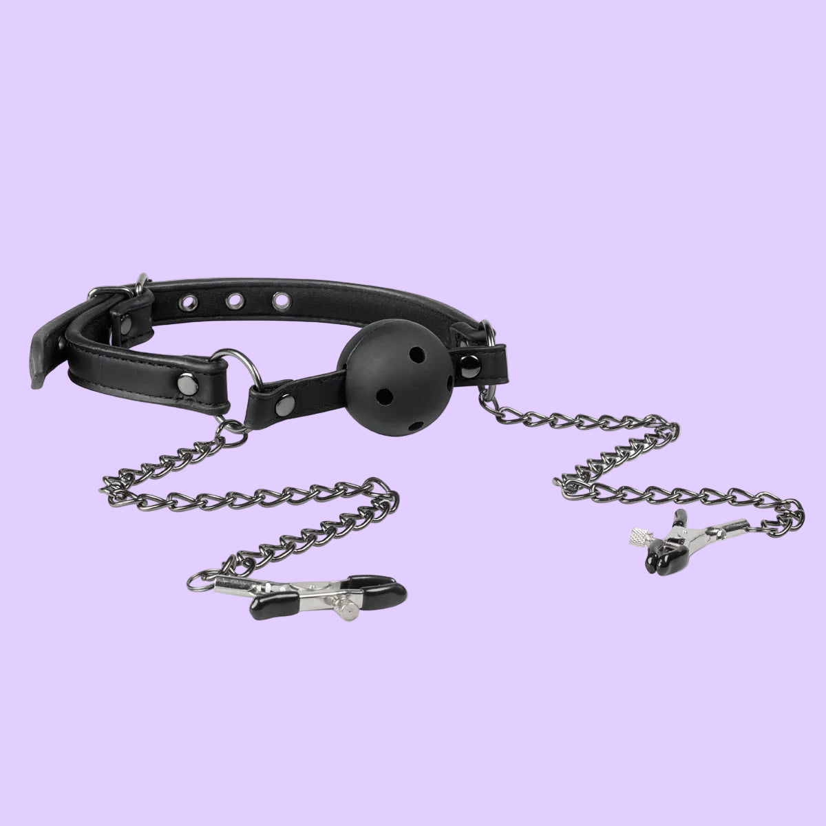 Easytoys Fetish - Open Ball Gag With Nipple Clamps