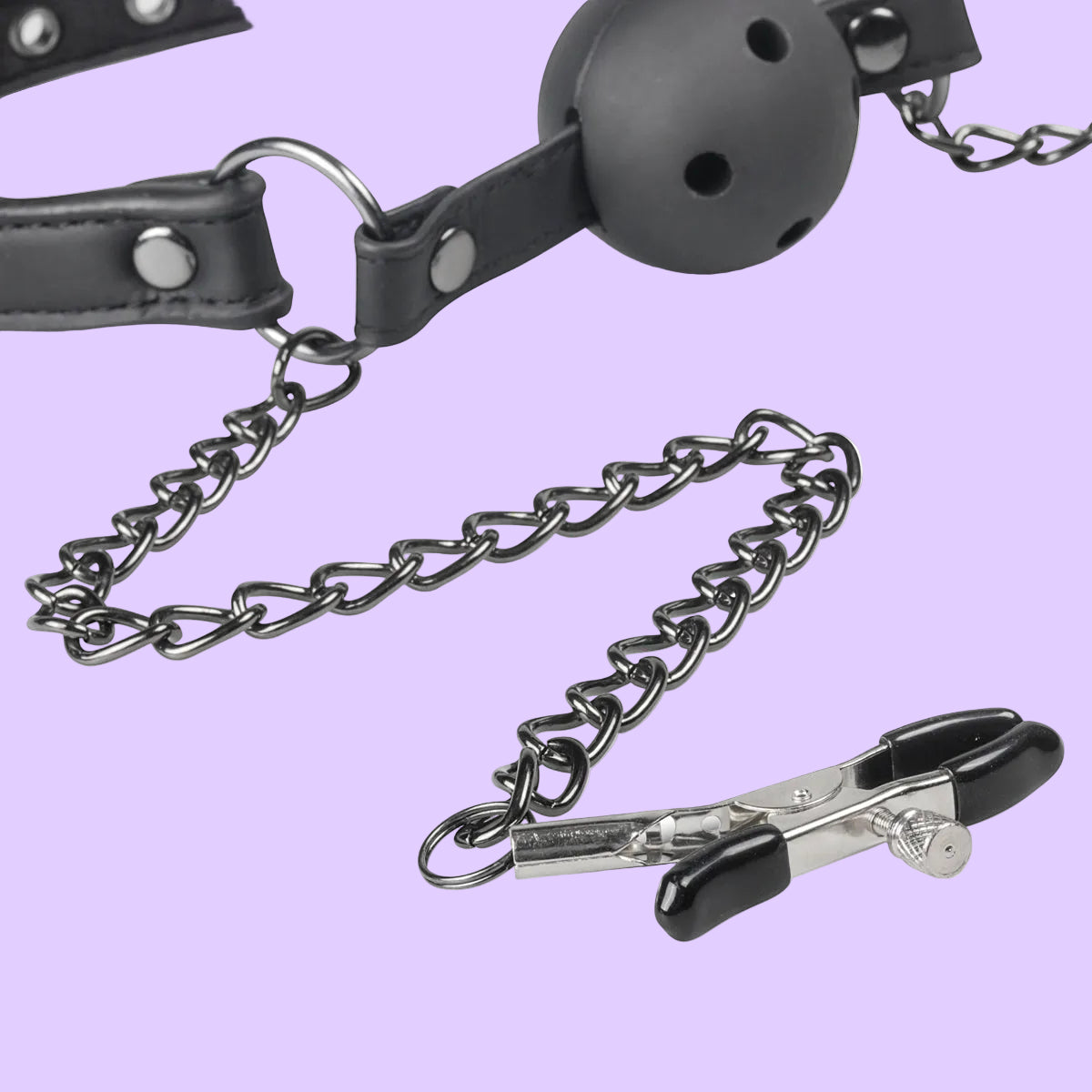 Easytoys Fetish - Open Ball Gag With Nipple Clamps