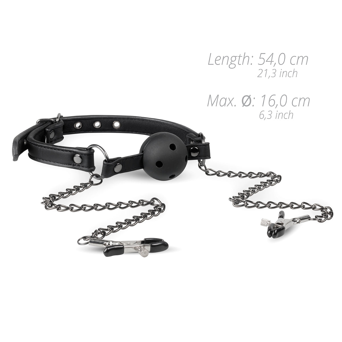 Easytoys Fetish - Open Ball Gag With Nipple Clamps