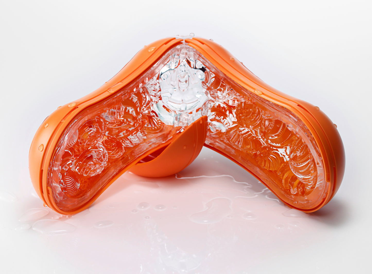 TENGA FLIP ORB Sunset Orange ανοιχτό με ορατές εσωτερικές σφαίρες και σπιράλ υφή