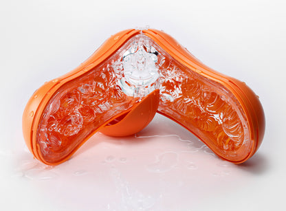 TENGA FLIP ORB Sunset Orange ανοιχτό με ορατές εσωτερικές σφαίρες και σπιράλ υφή