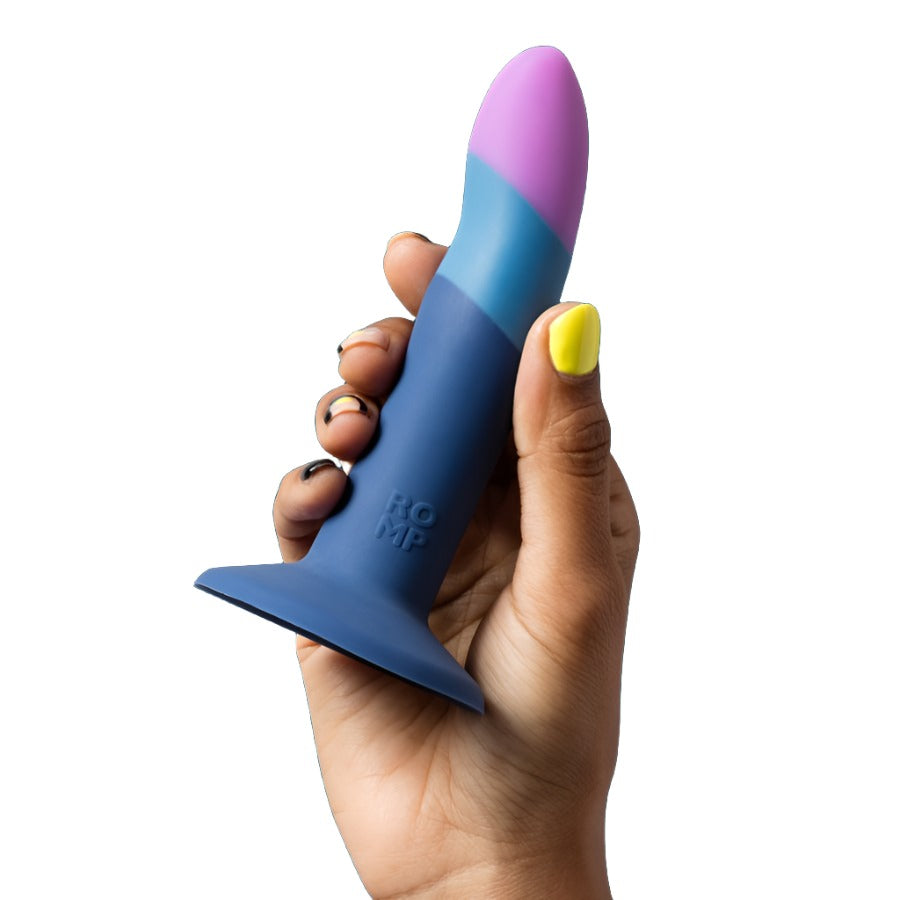 Piccolo ROMP Dildo με βεντούζα πολύχρωμη σε αποχρώσεις του μπλε