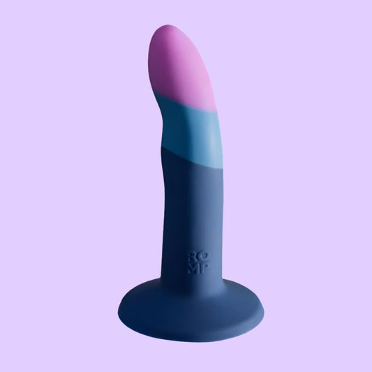 Piccolo ROMP Dildo με βεντούζα πολύχρωμη σε αποχρώσεις του μπλε