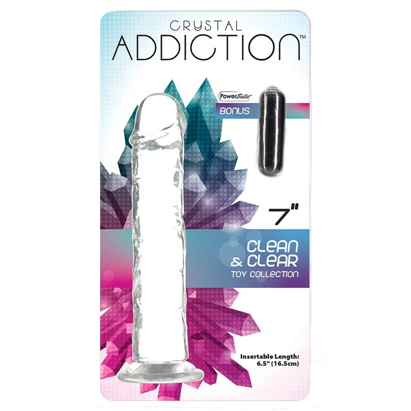 Addiction Crystal διάφανο dildo με βεντούζα βάσης, μπροστινή όψη